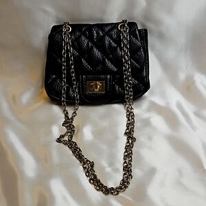 Quilted Black Turnlock Small Crossbody